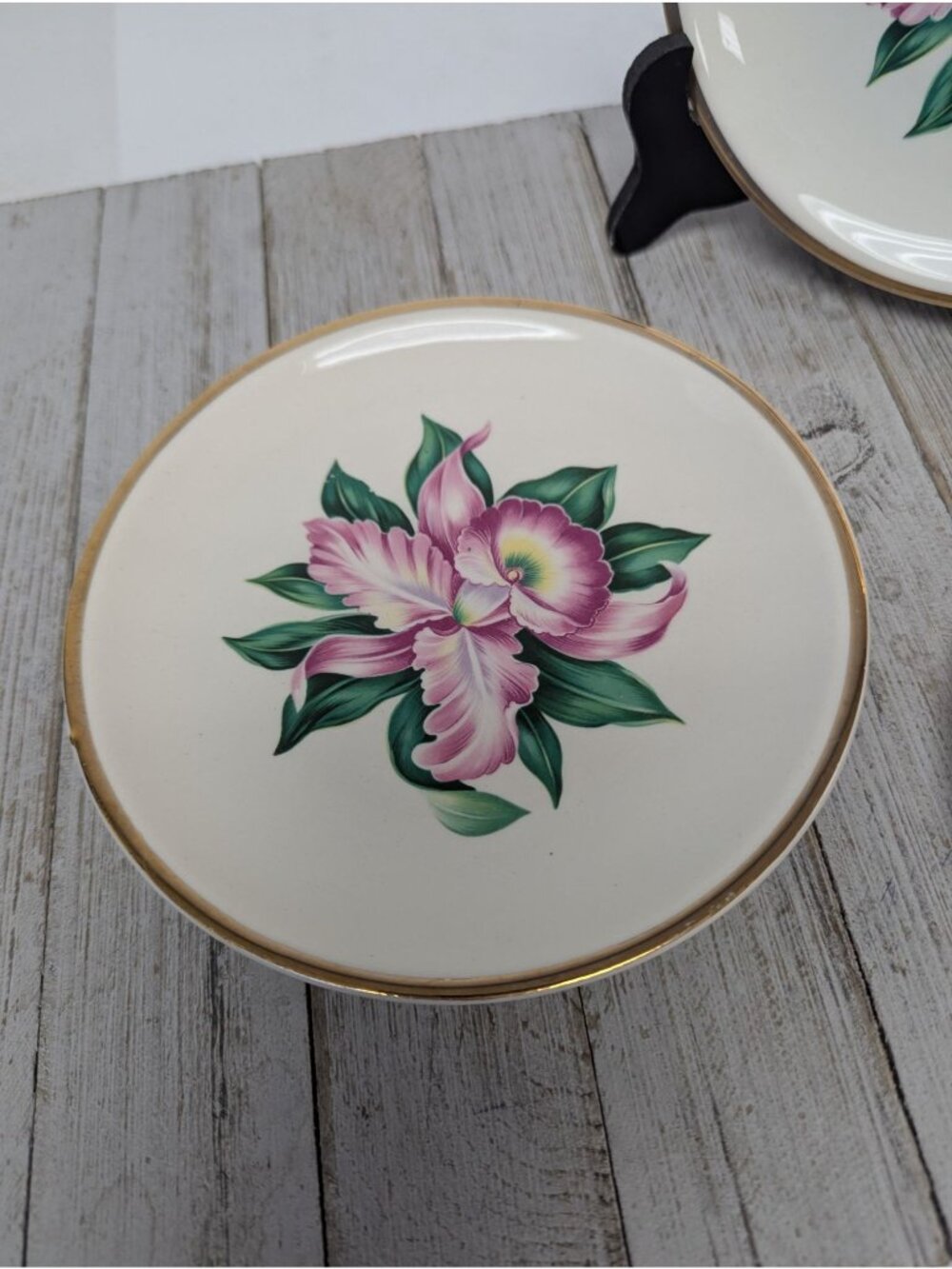 Vintage Paden City Pottery MODERN ORCHID Set 5 Dessert Bread Plates Retired USA - Picture 6 of 11